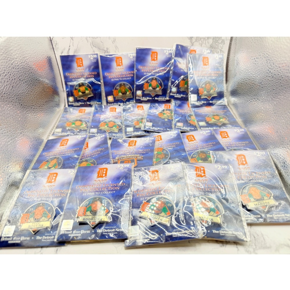2007 Detroit Tigers Complete 22 Pin Set MLB Licensed Players New Sealed